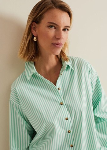 Phase Eight Green Striped Shirts Green/White USA | 1508947-PJ